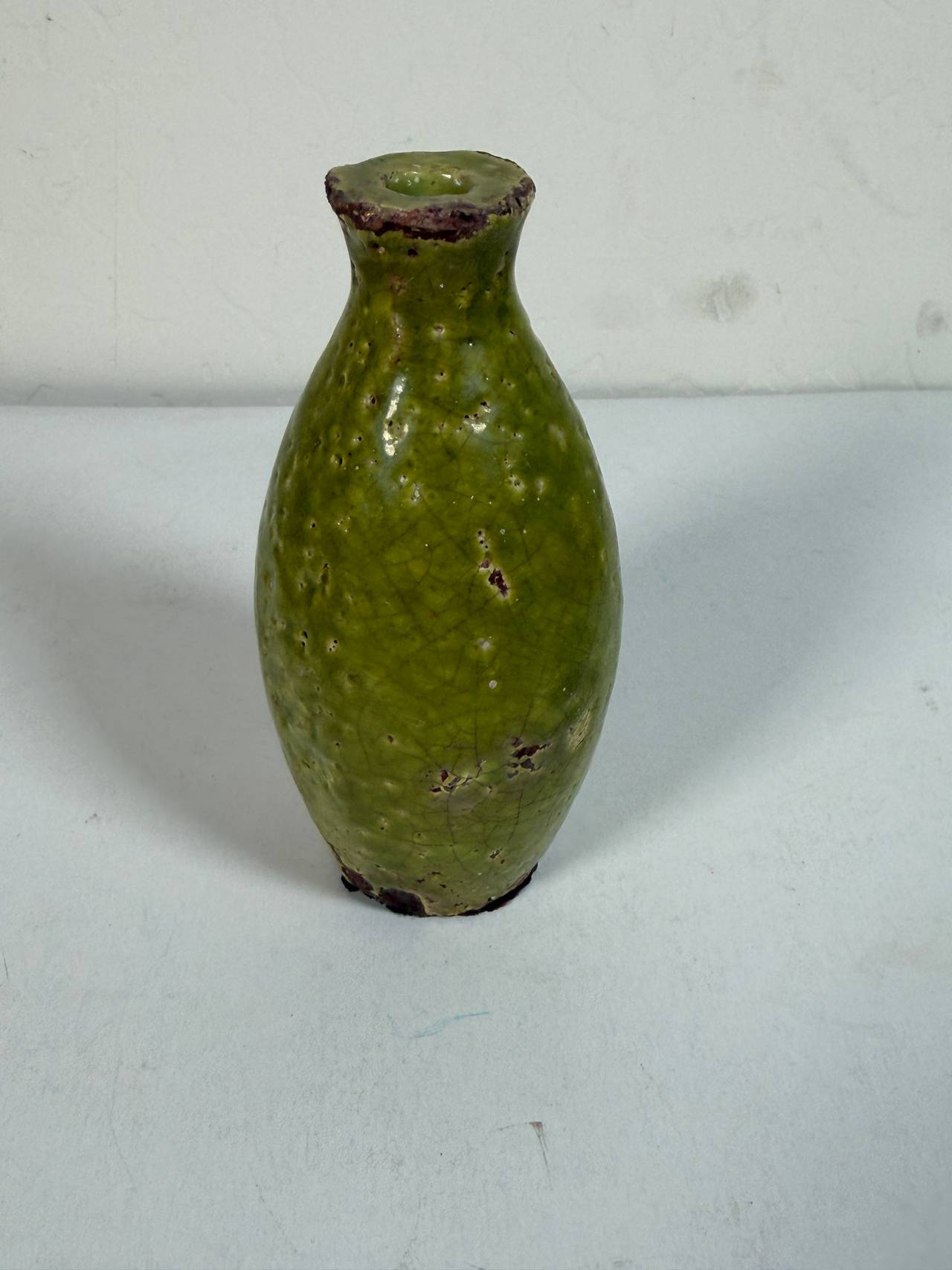 Green Crackle Glaze Ceramic Bud Vase