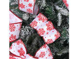 White Satin with Red Snowflake Wired Ribbon 2.5 Inch x 15 Yards  - Image 5