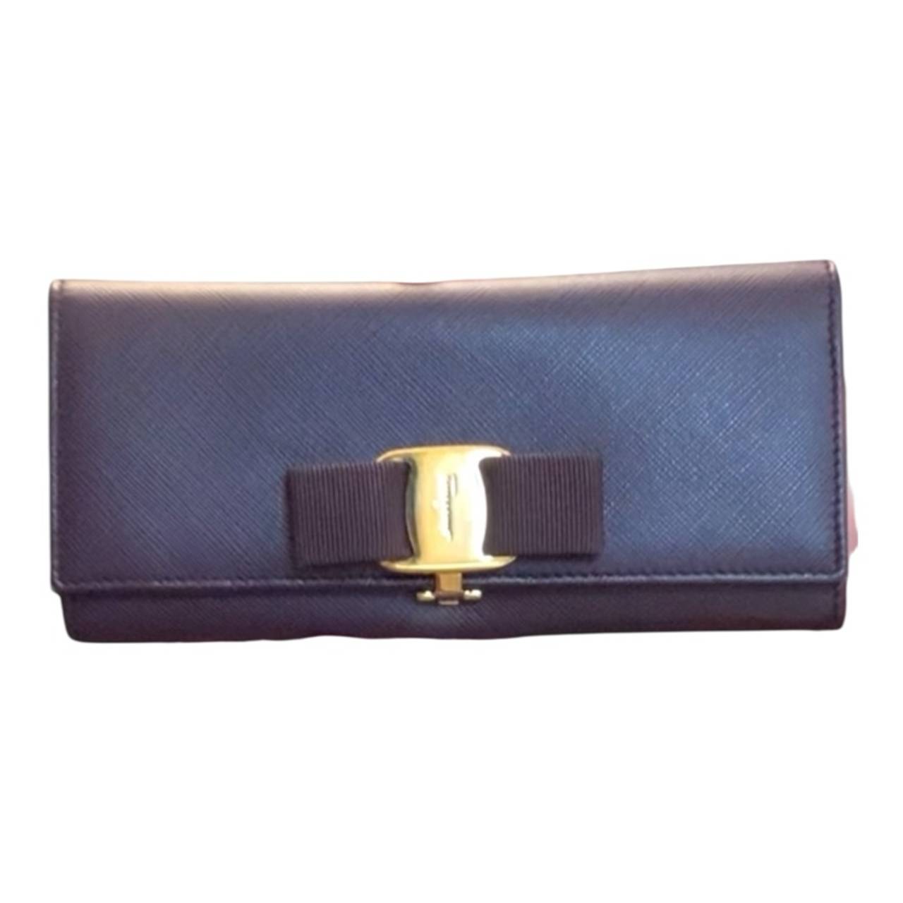 Salvatore Ferragamo Miss Vara Wallet Blue Leather