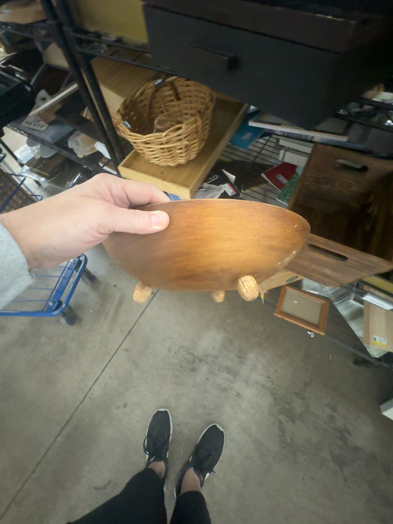 Antique Turned Wooden Dough Bowl with Lip 10" x 11"