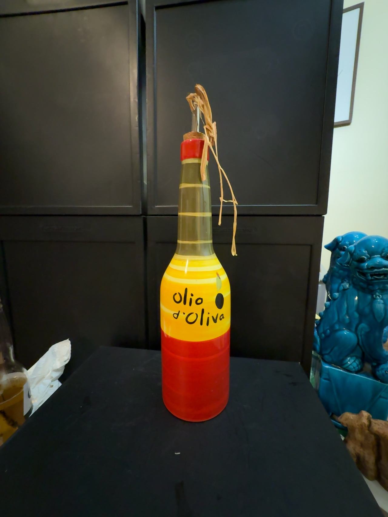 Containly Hand Painted Glass Olive Oil/Vinegar Cruet