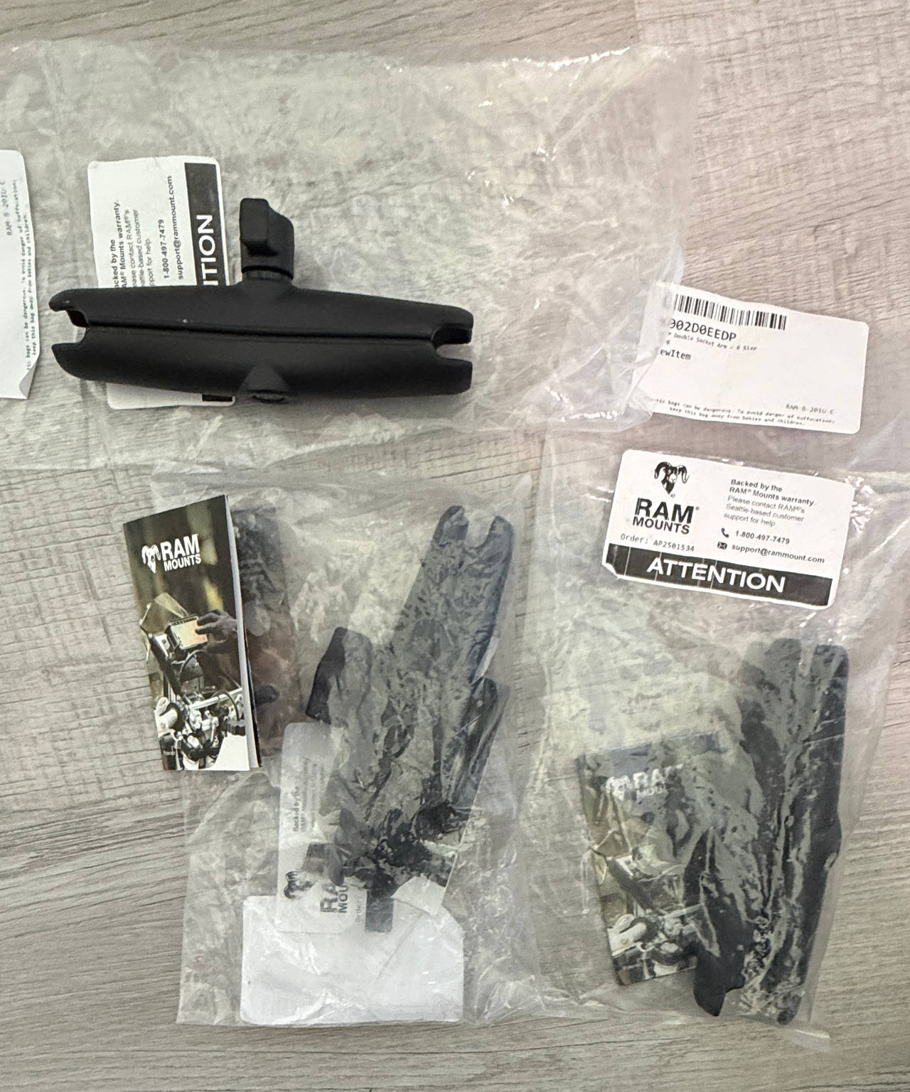 RAM Mounts Long Double Socket Arm for B Size 1" Balls