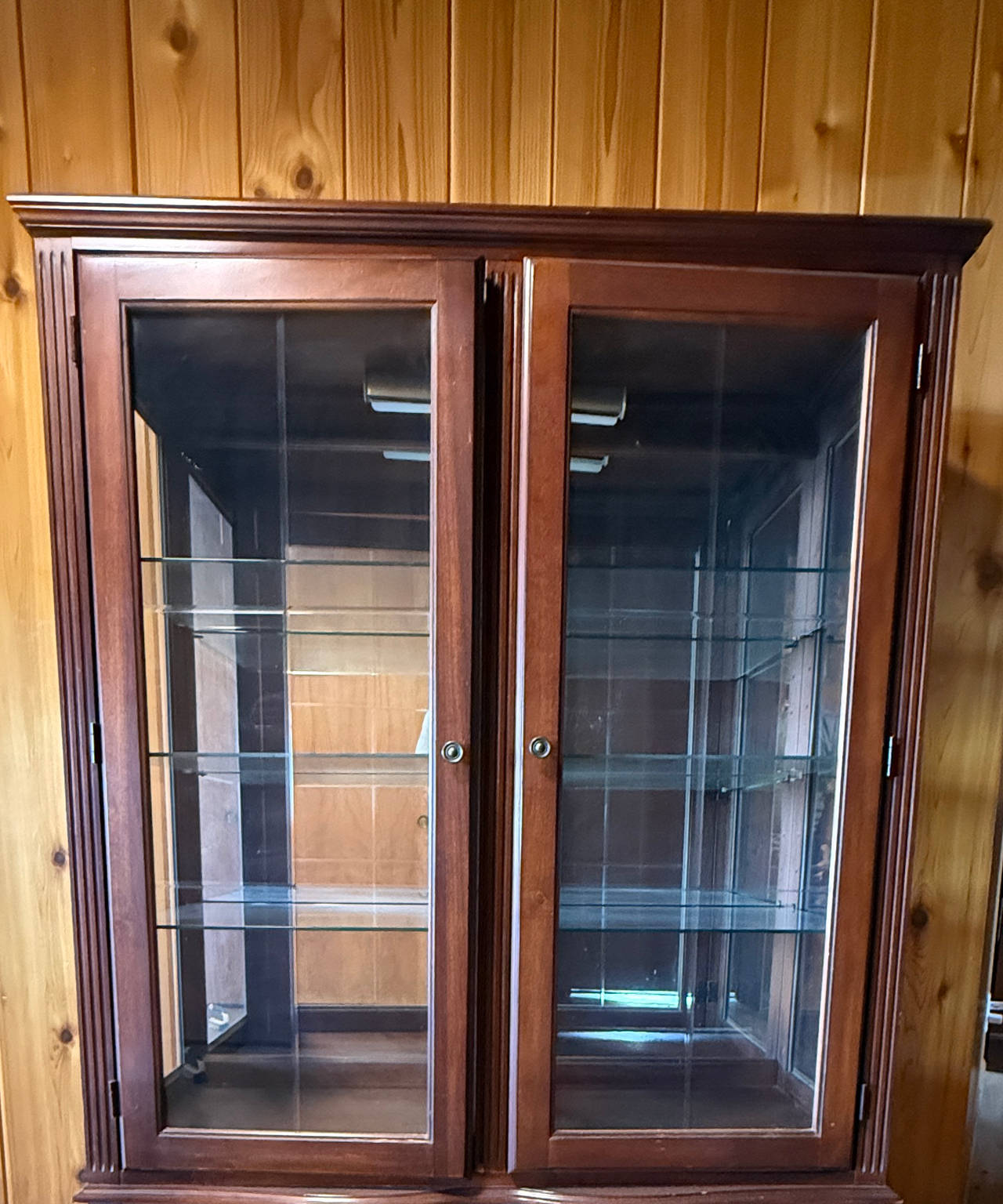 Antique Solid Wood and Glass Display Cabinet