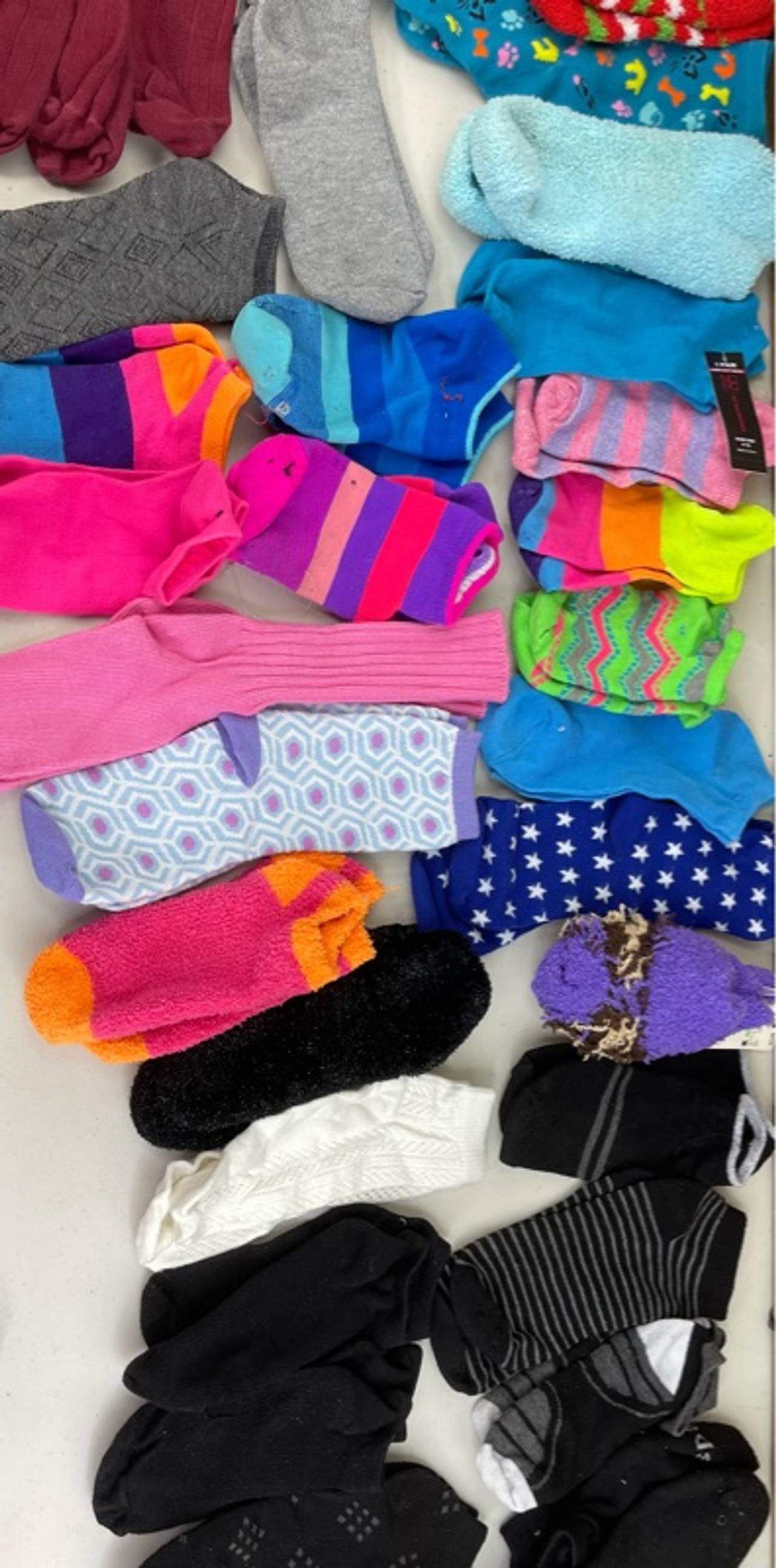 Assorted Multi-Color Ankle and Crew Socks Bulk Lot