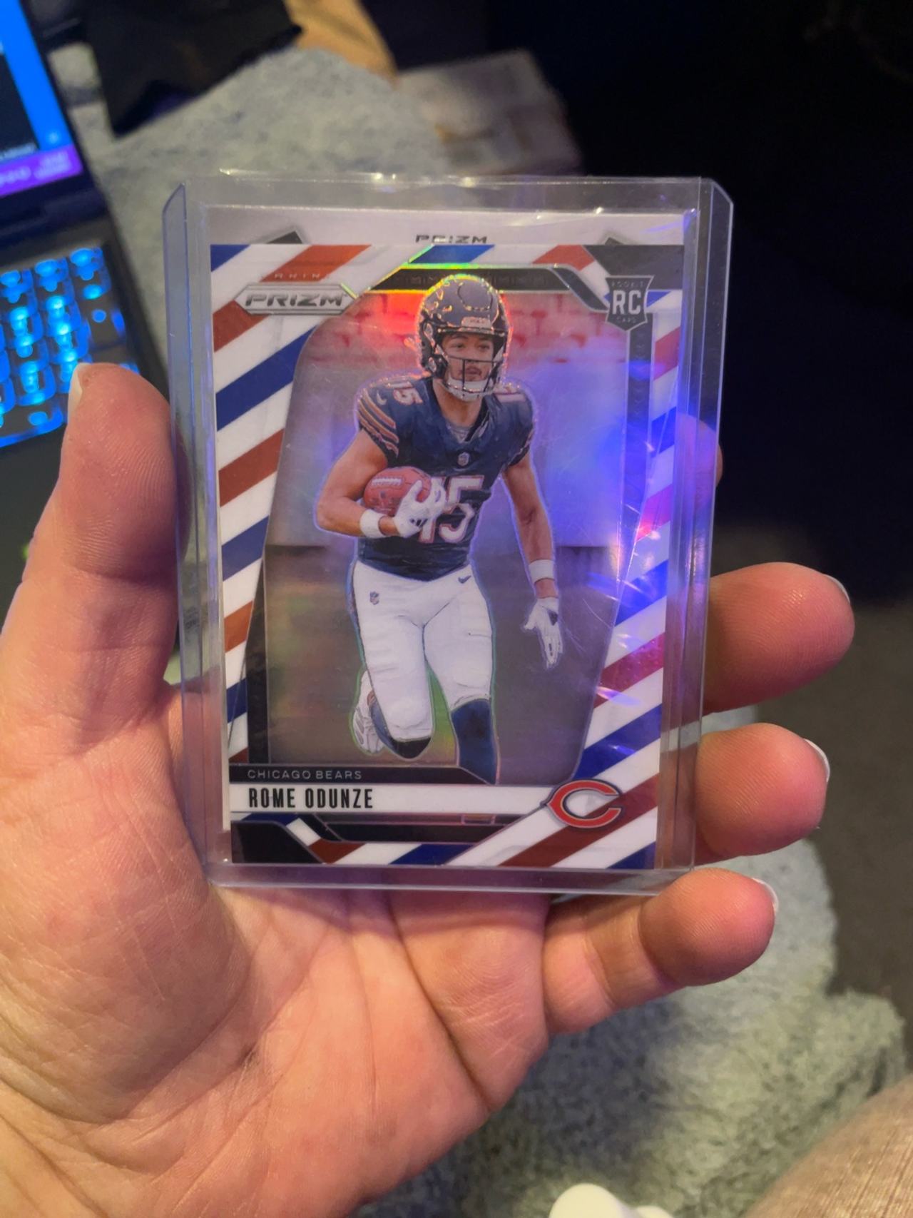 Panini Prizm Rome Odunze Red White & Blue Rookie Card #385 Chicago Bears