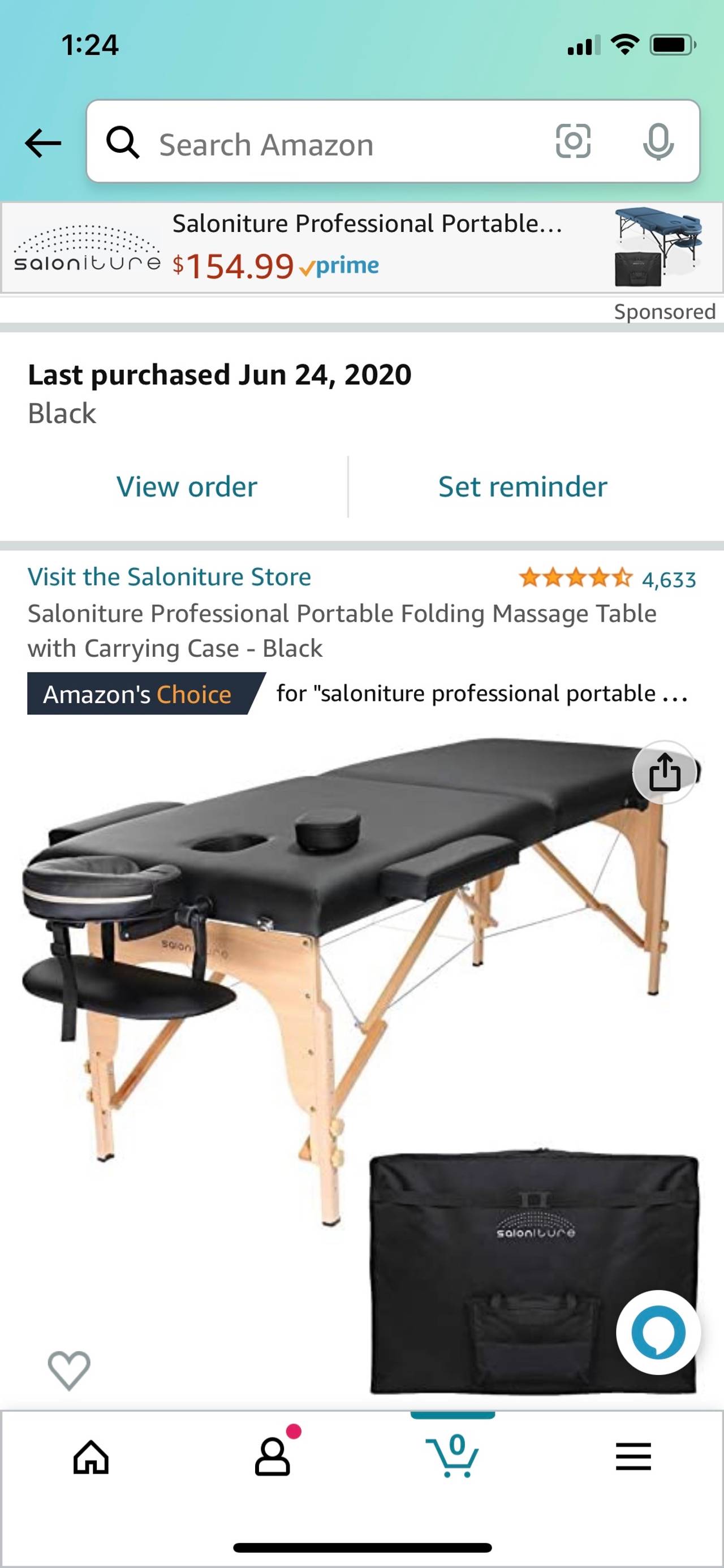 Saloniture Professional Portable Folding Massage Table with Carrying Case
