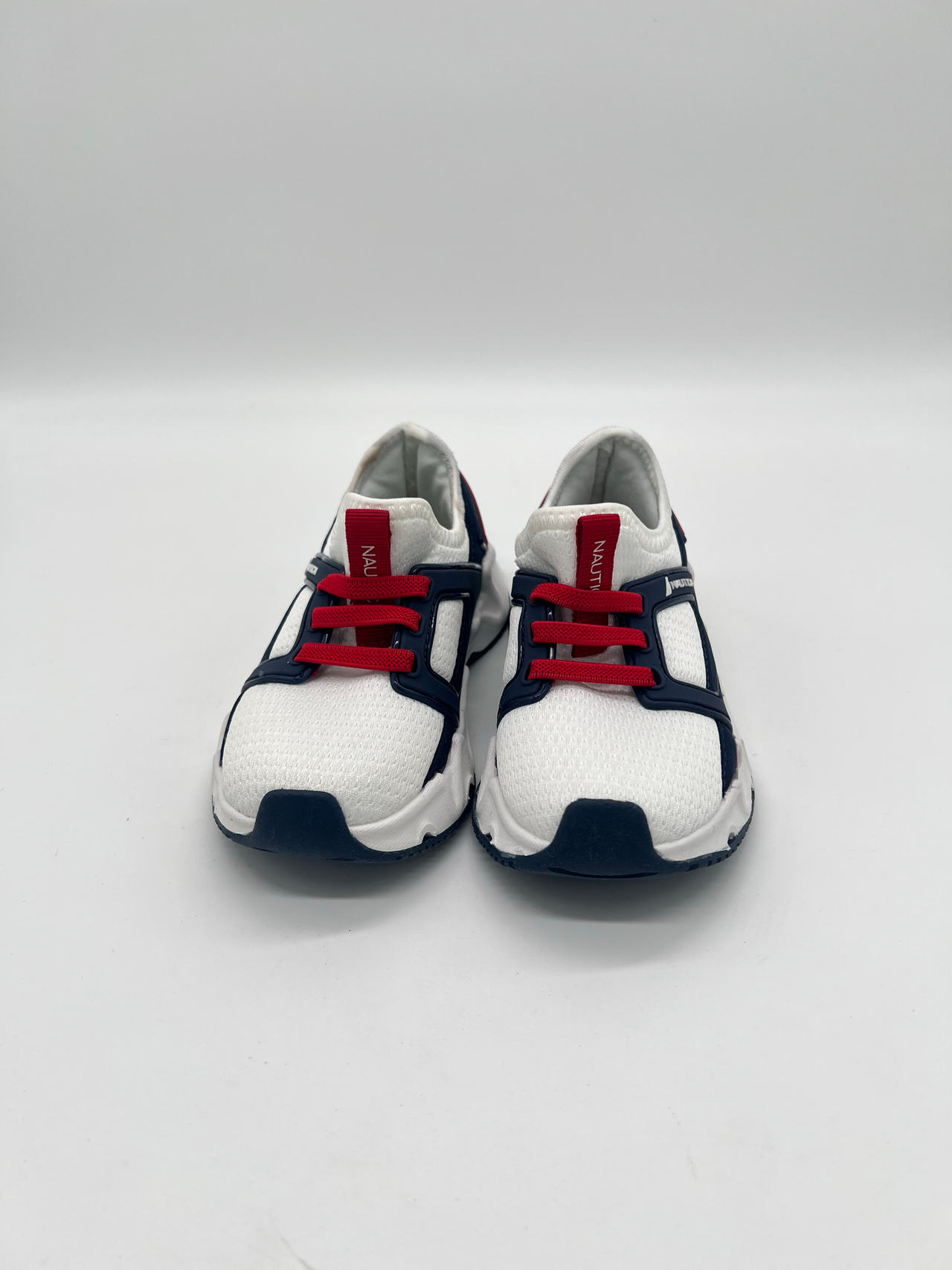 Nautica Toddler Sneakers Size 8 White Navy Red MaziT New