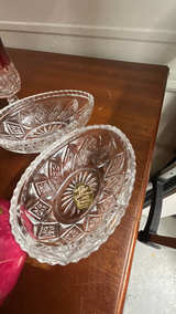 Indiana Diamond Point Ruby Mayonnaise Bowl 1949 crystal and porcelain set of 10 - Image 6