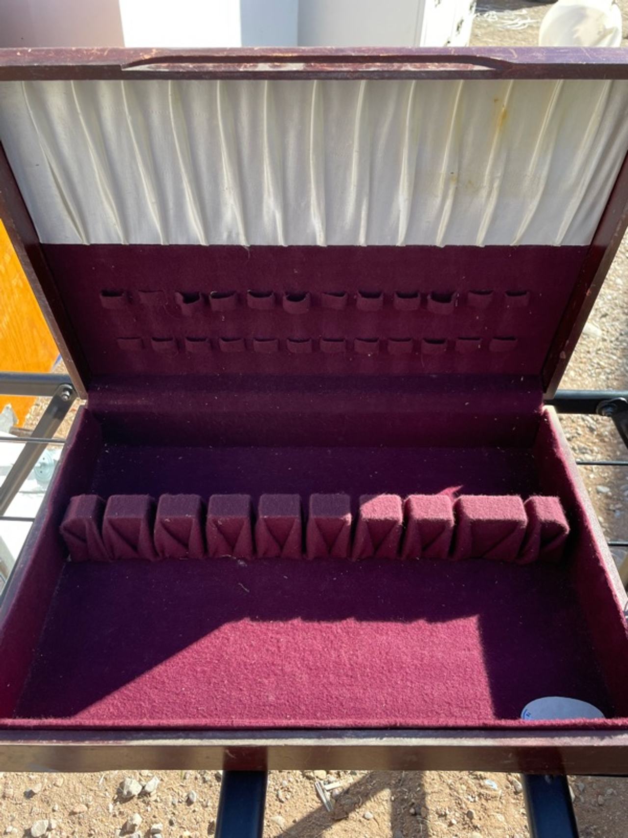 Vintage Wooden Silverware Storage Chest