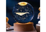 3D Crystal Ball Night Lamp, USB Table Colorful LED Wooden Base Crystal Ball - Image 4