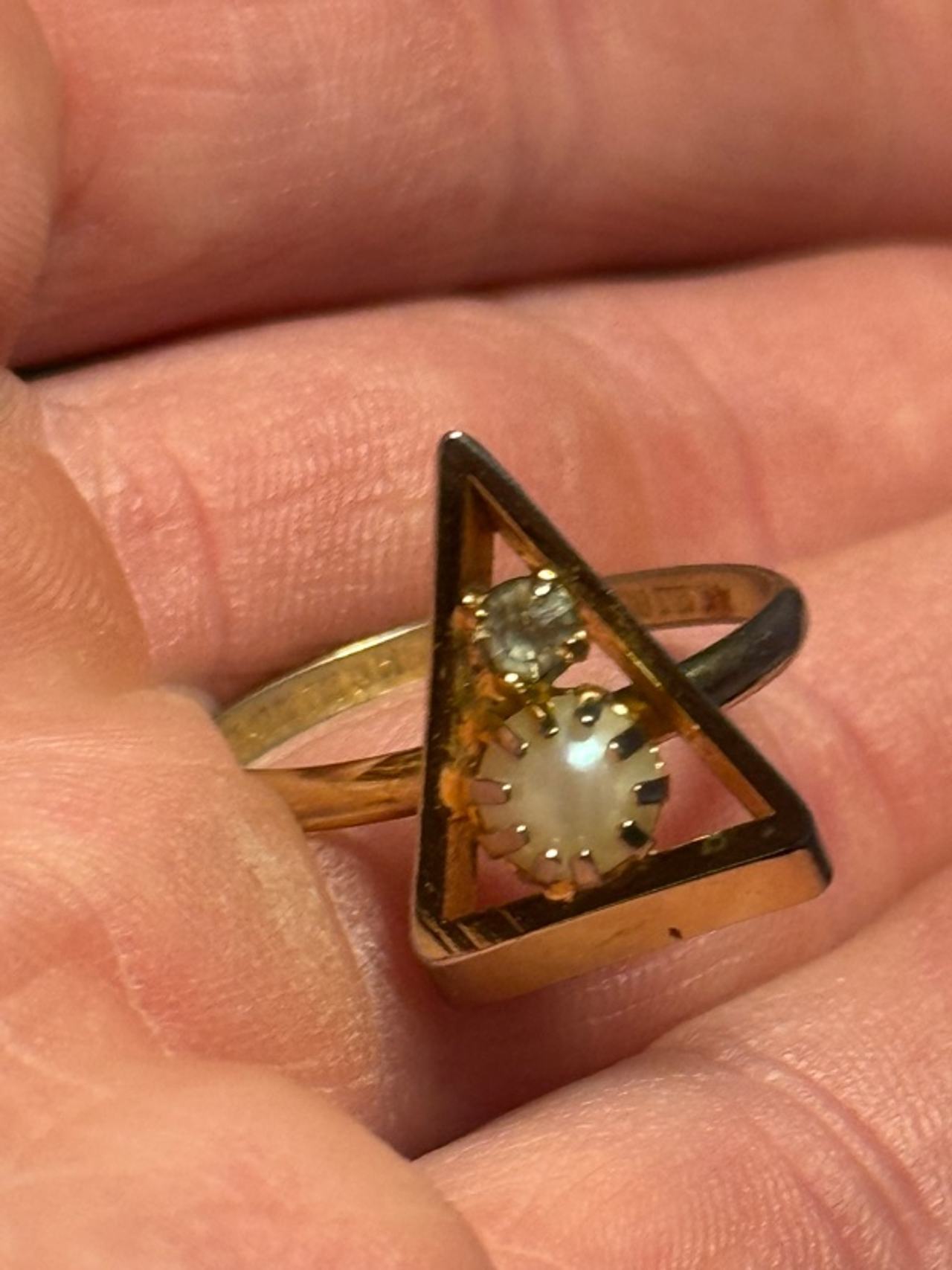 Artemer Trillion Cut Diamond Ring in Yellow Gold