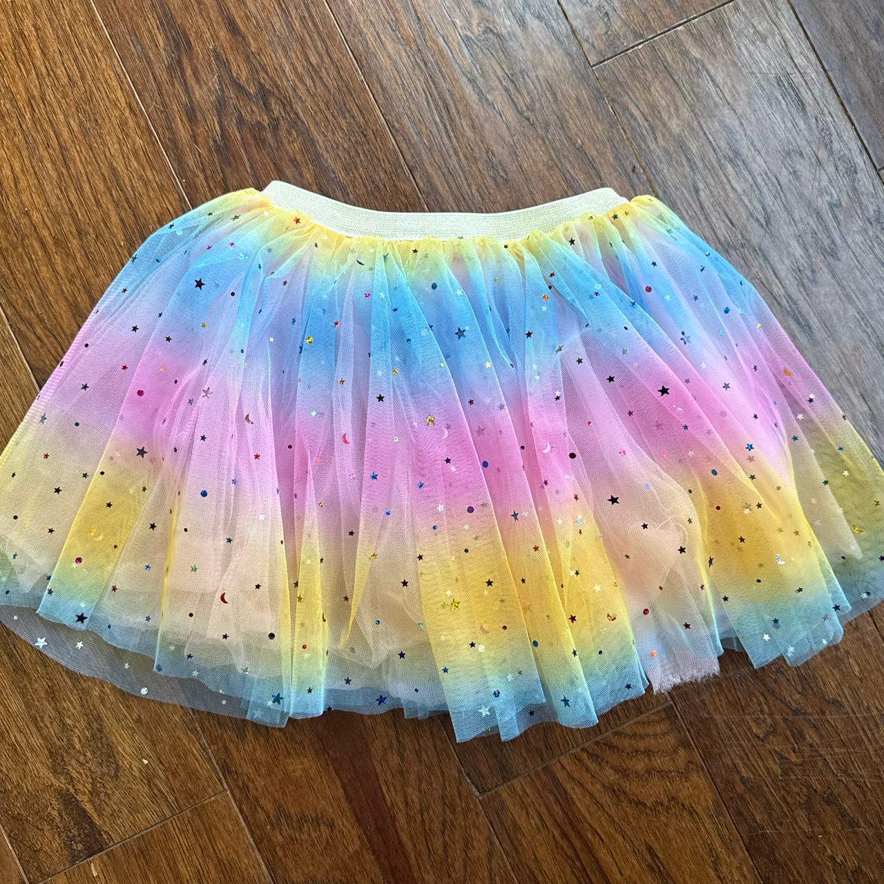 Rainbow Tulle Skirt Girls Size 7-8 Years Glitter Sparkling Tutu 