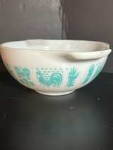 Pyrex Amish Butterprint Turquoise on White Cinderella Mixing Bowl 2.5 Qt #443 - Image 3