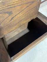 Antique Oak Hall Tree with Bench and Mirror - Image 2