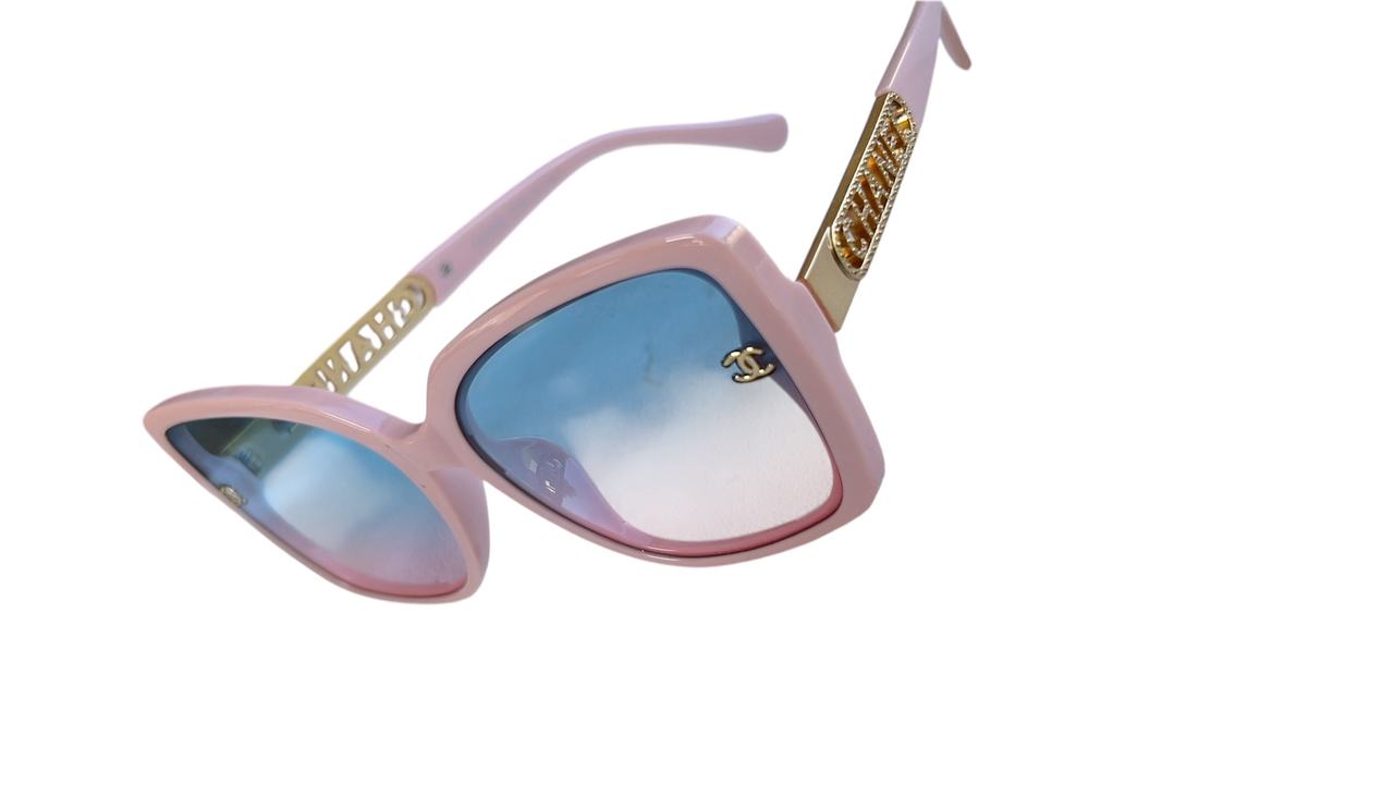 Pink Oversized Square Frame Sunglasses – Blue Gradient Lens, Trendy Chic Look