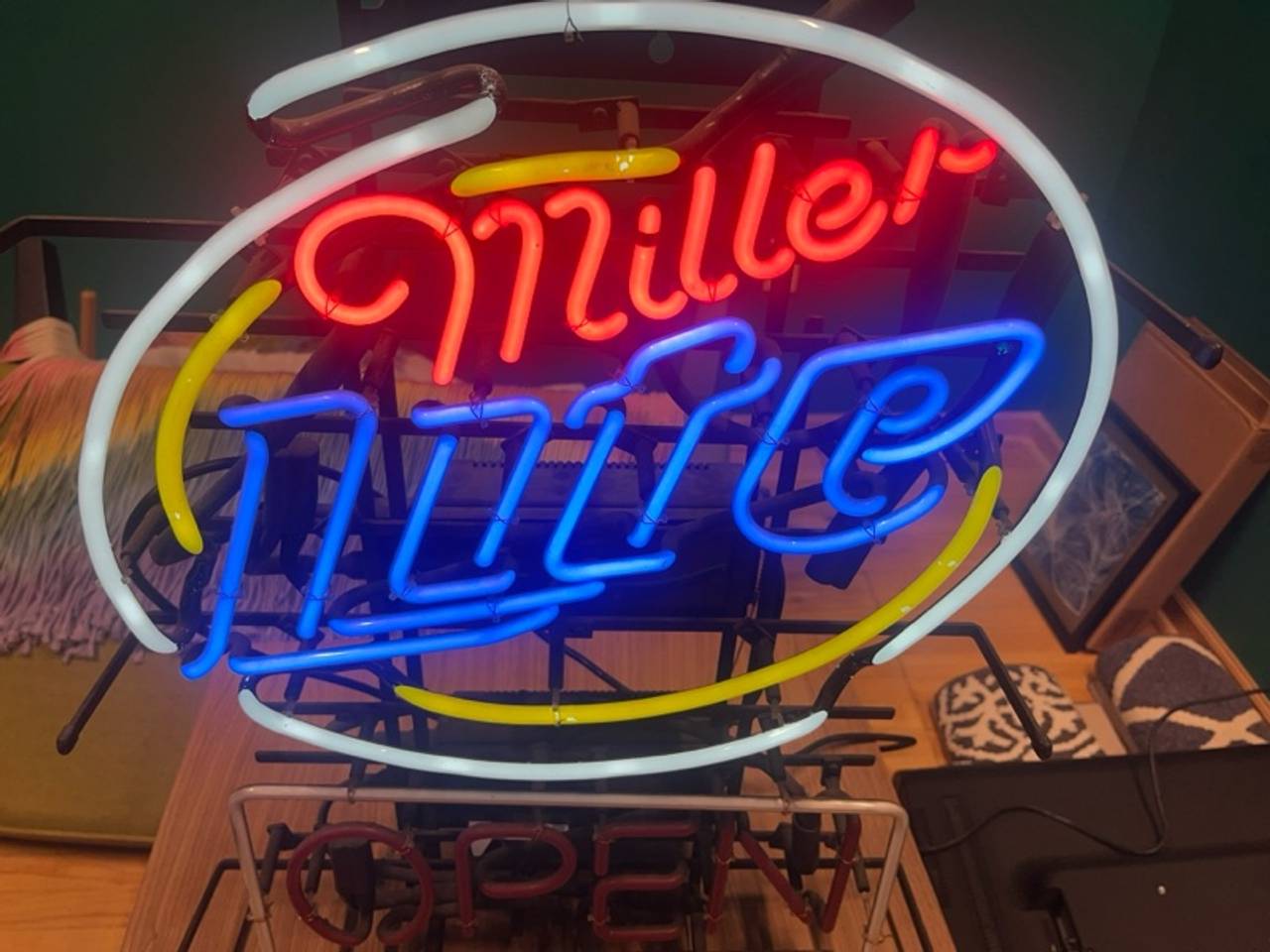 Miller Lite Neon Sign Glass 20"x16"