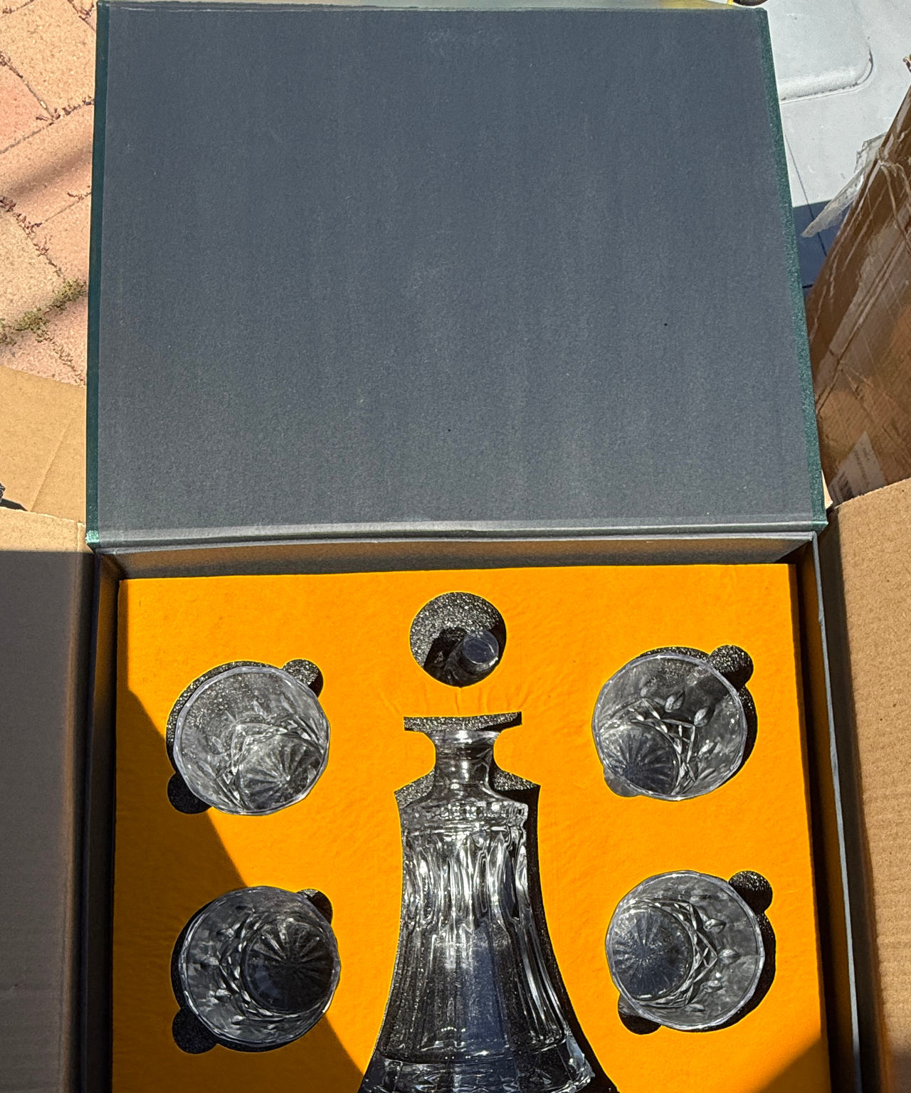 Waterford Crystal Lismore Whiskey Decanter and Glass Set
