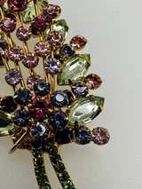 Vintage Joan Rivers Rhinestone Floral Brooch Flower Spray Bouquet Pin - Image 6