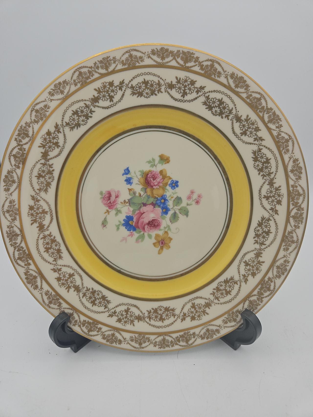 Marks & Rosenfeld Gold Encrusted Floral Cabinet Plates