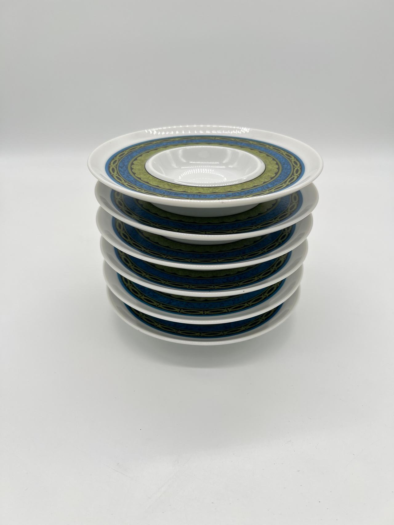 Set of 6 Vintage Sango Aquarius 204 Japan Sauce Dishes Dessert Bowls