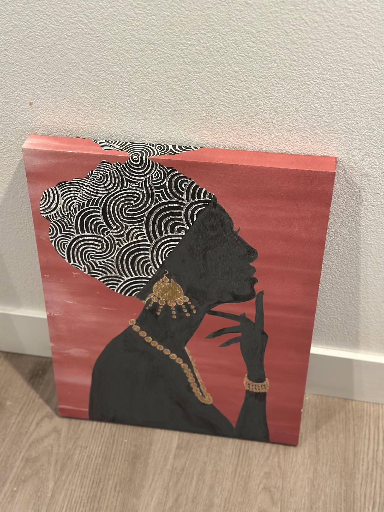 African Woman Silhouette Canvas Wall Art
