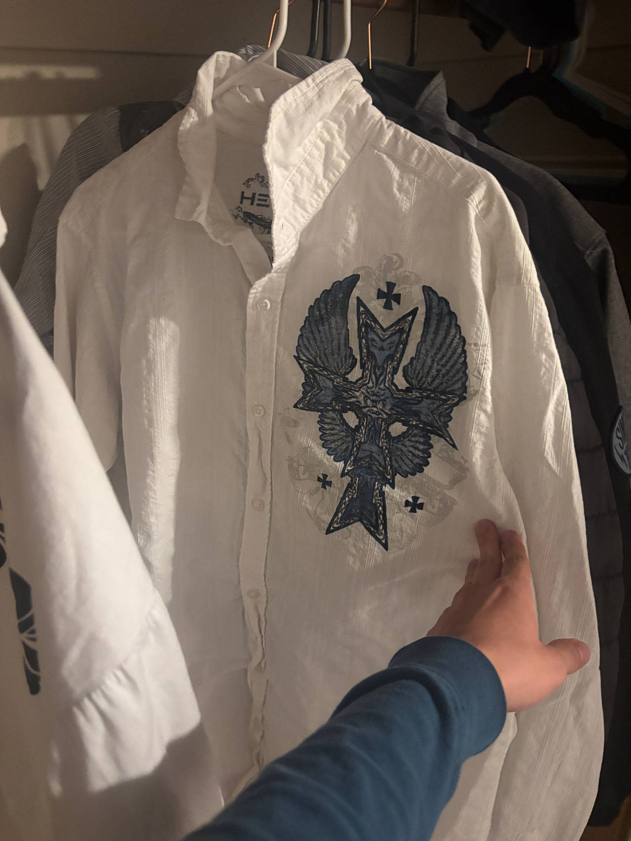 HIS Brand Embroidered Button-Up Shirt