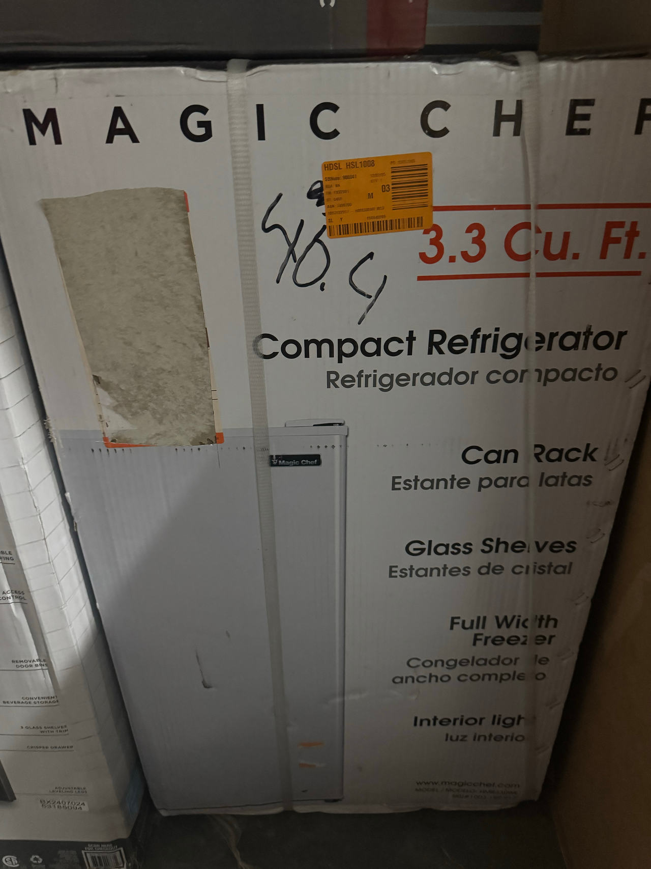 New Magic Chef 3.3 Cu. Ft. Compact Refrigerator