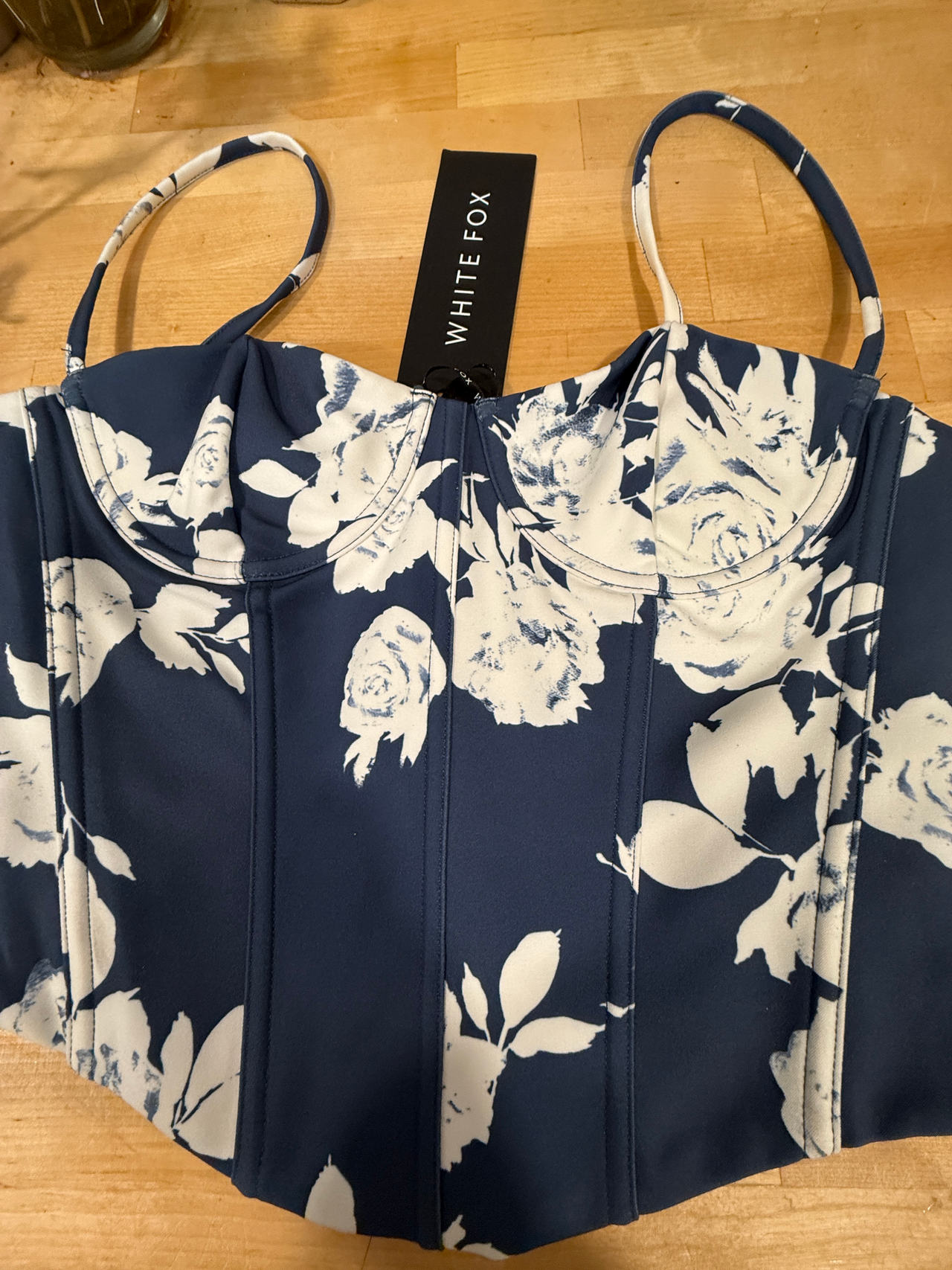 NWT White Fox In the Morning Bustier Top Navy Rose  S