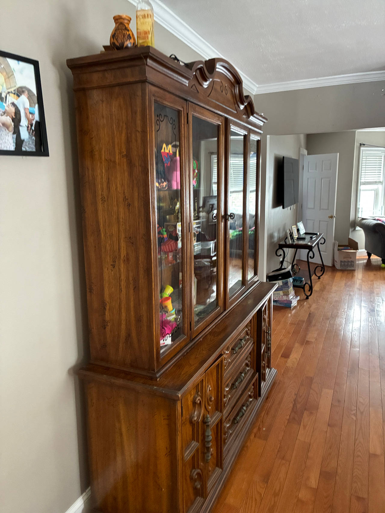Vintage Wood China Cabinet Hutch