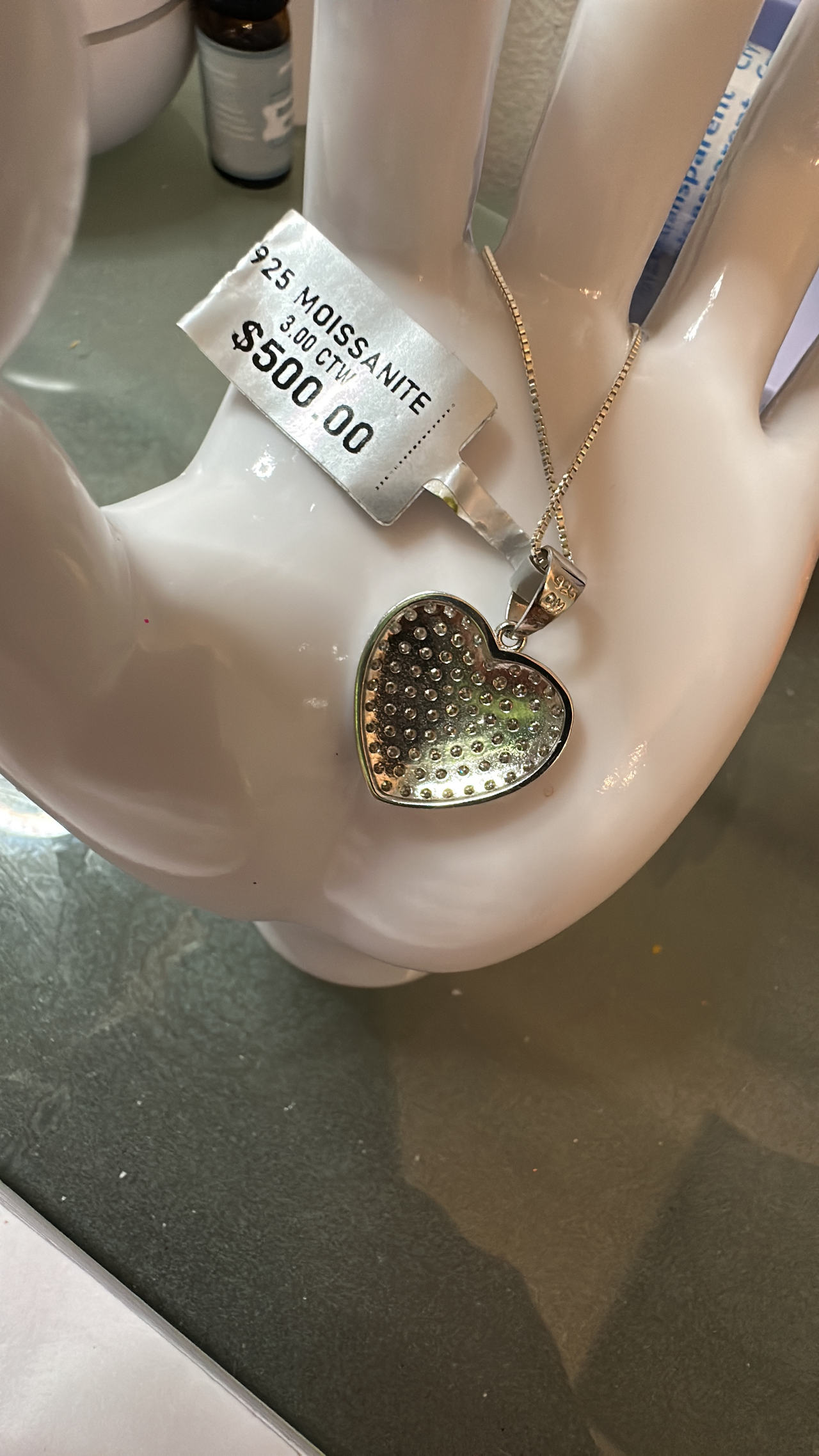 925 Moissanite Heart Pendant Necklace