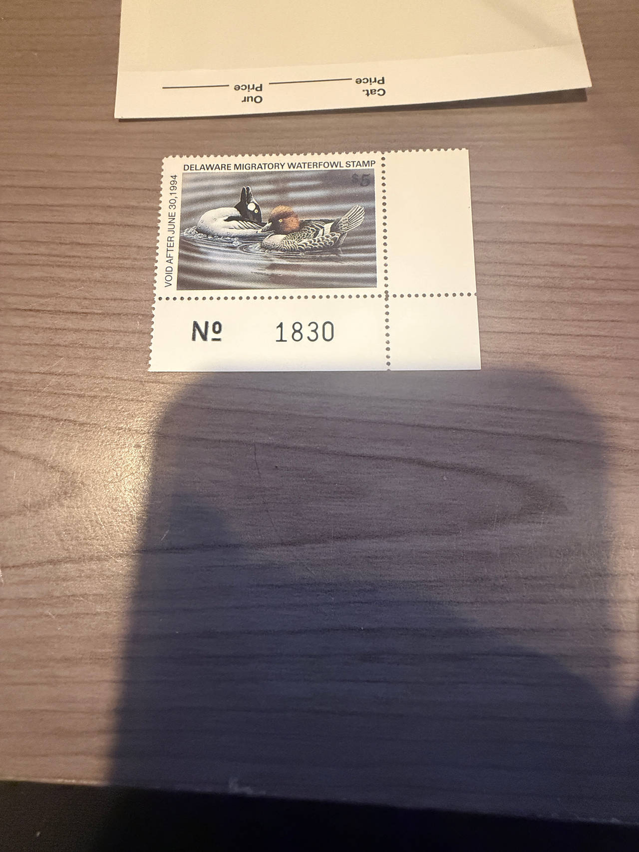 1993 Delaware Migratory Waterfowl Stamp $5 Hooded Merganser