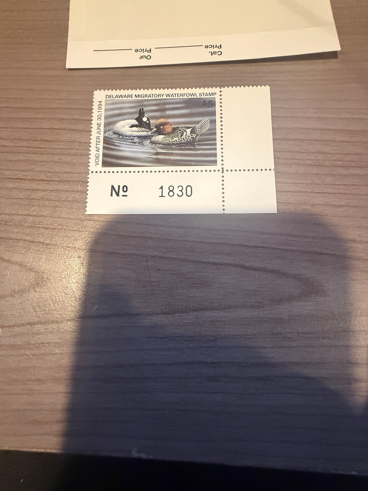 1993 Delaware Migratory Waterfowl Stamp $5 Hooded Merganser
