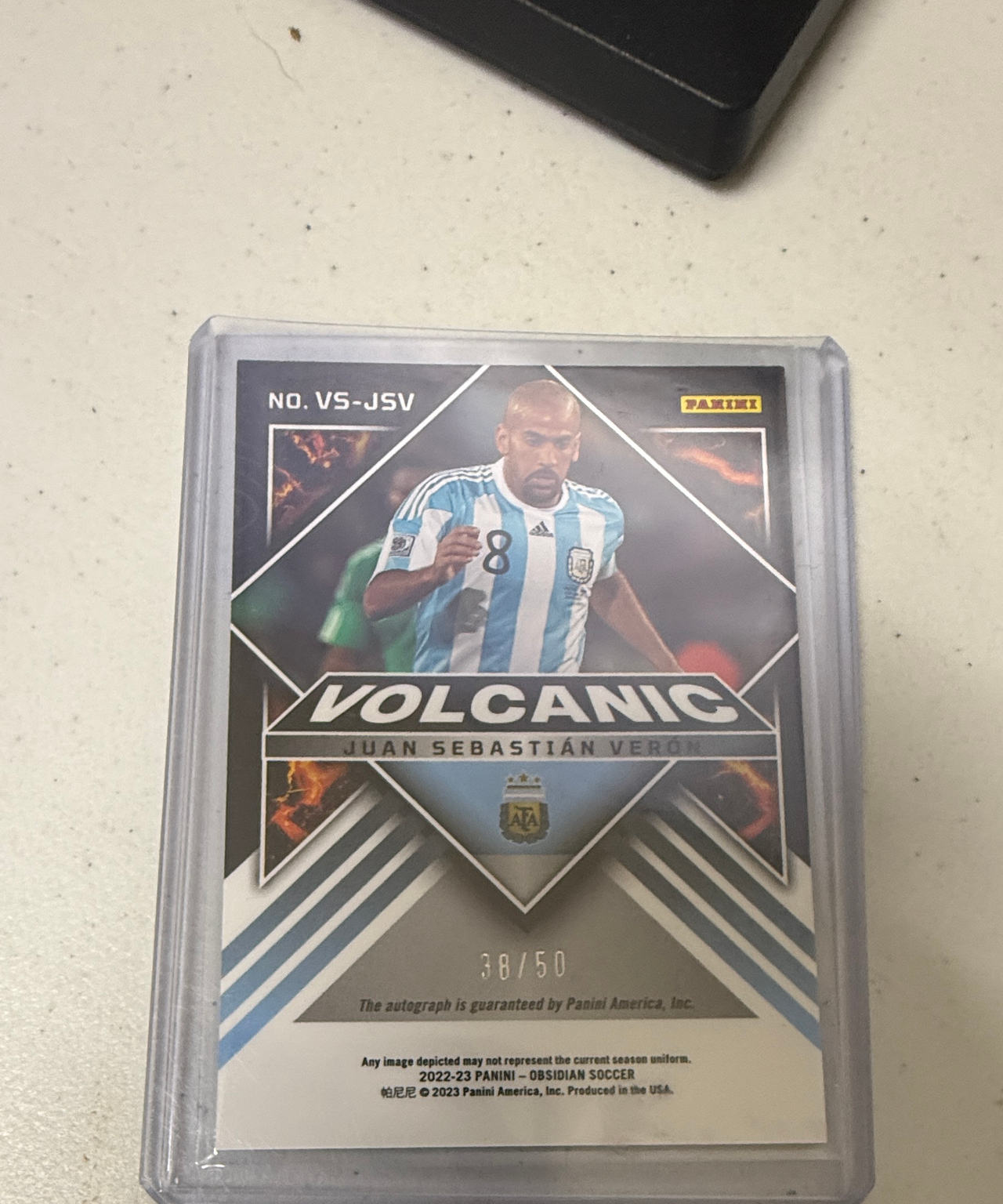 2022-23 Panini Obsidian Soccer Volcanic Signatures Juan Sebastian Veron /50 #VS-JSV