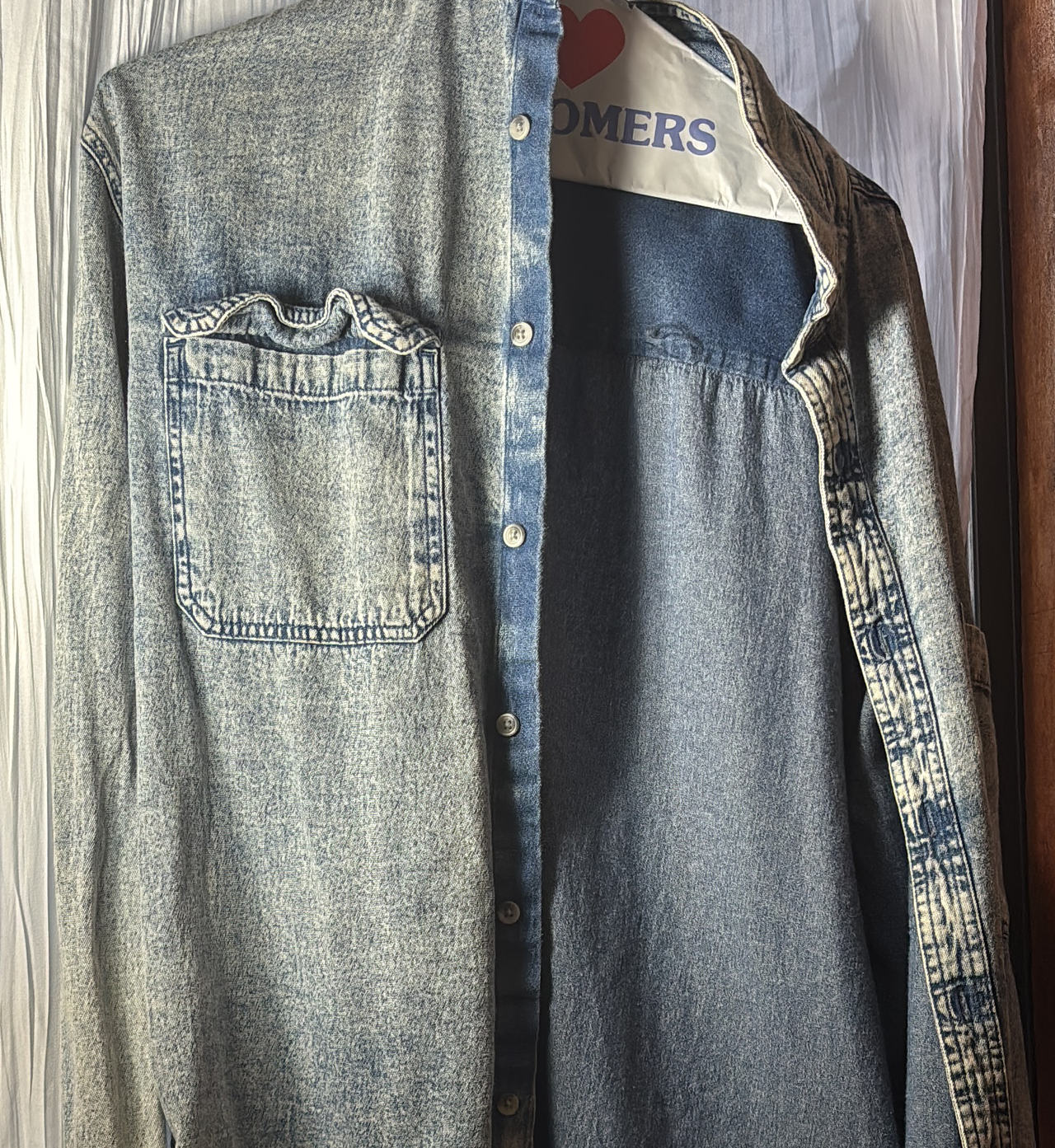 Vintage Style Acid Wash Denim Shirt