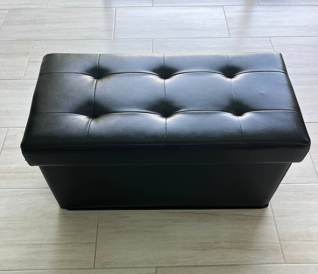 Storage Ottoman Bench 30-inch Collapsible Quilted Black