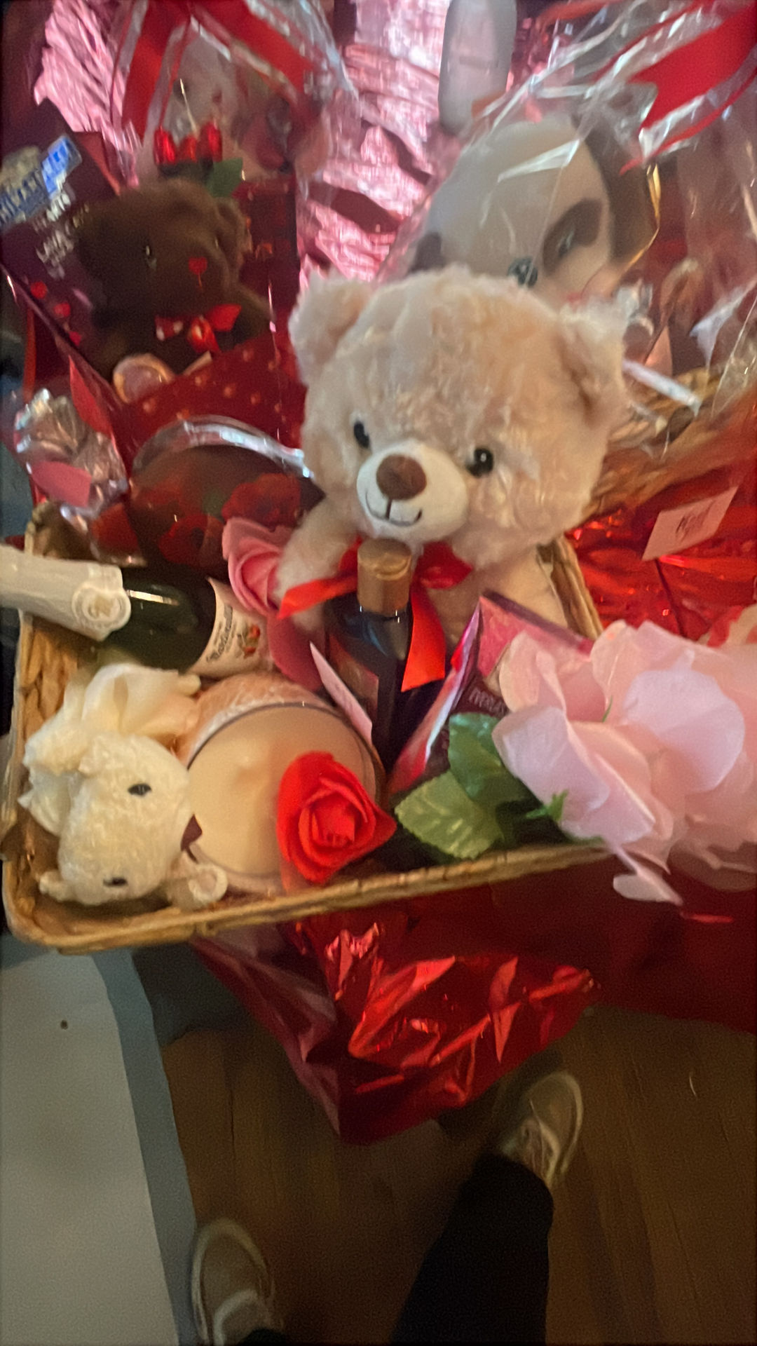 Valentine's Day Gift Basket with Teddy Bear and Treats