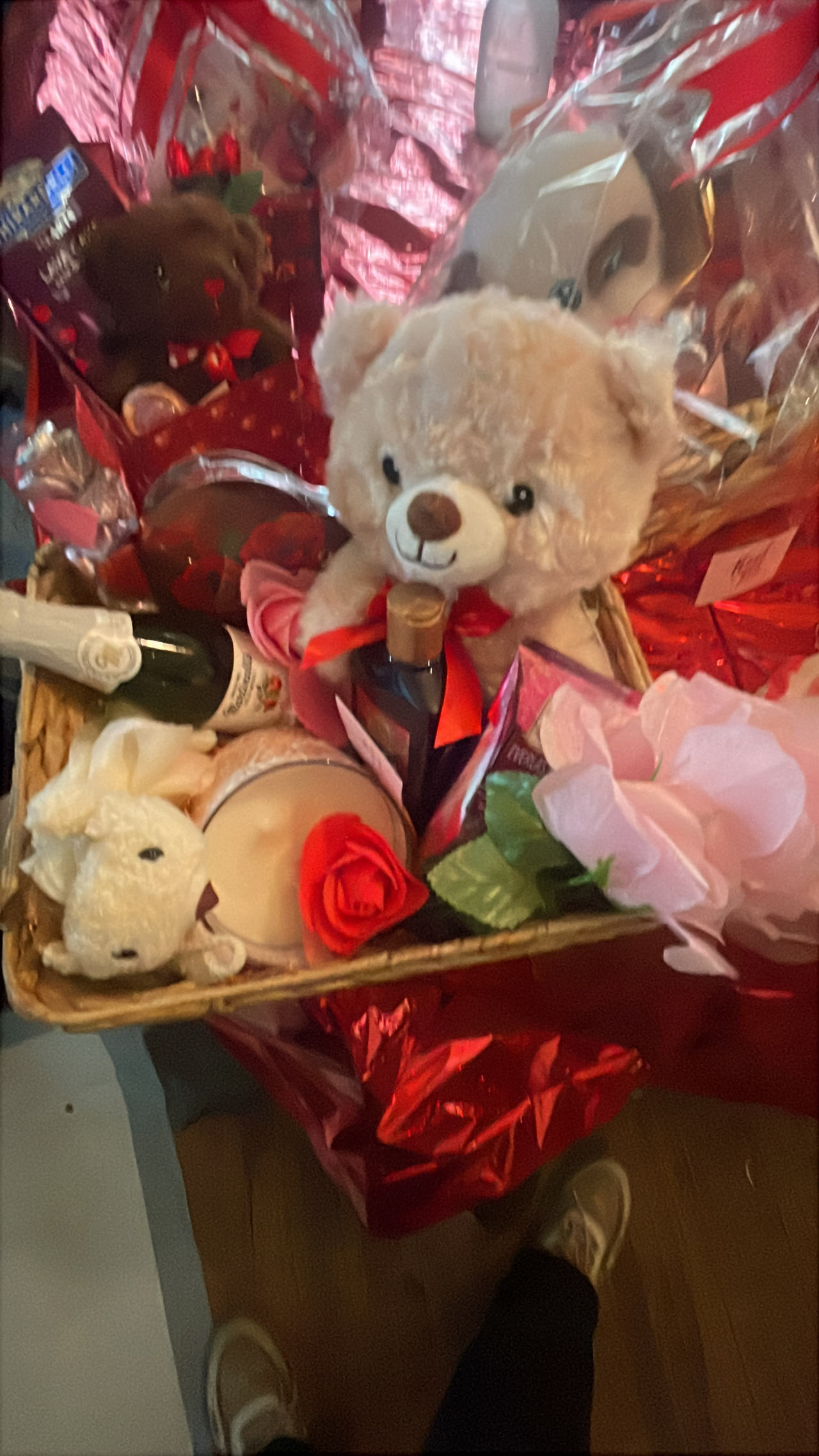 Valentine's Day Gift Basket with Teddy Bear and Treats