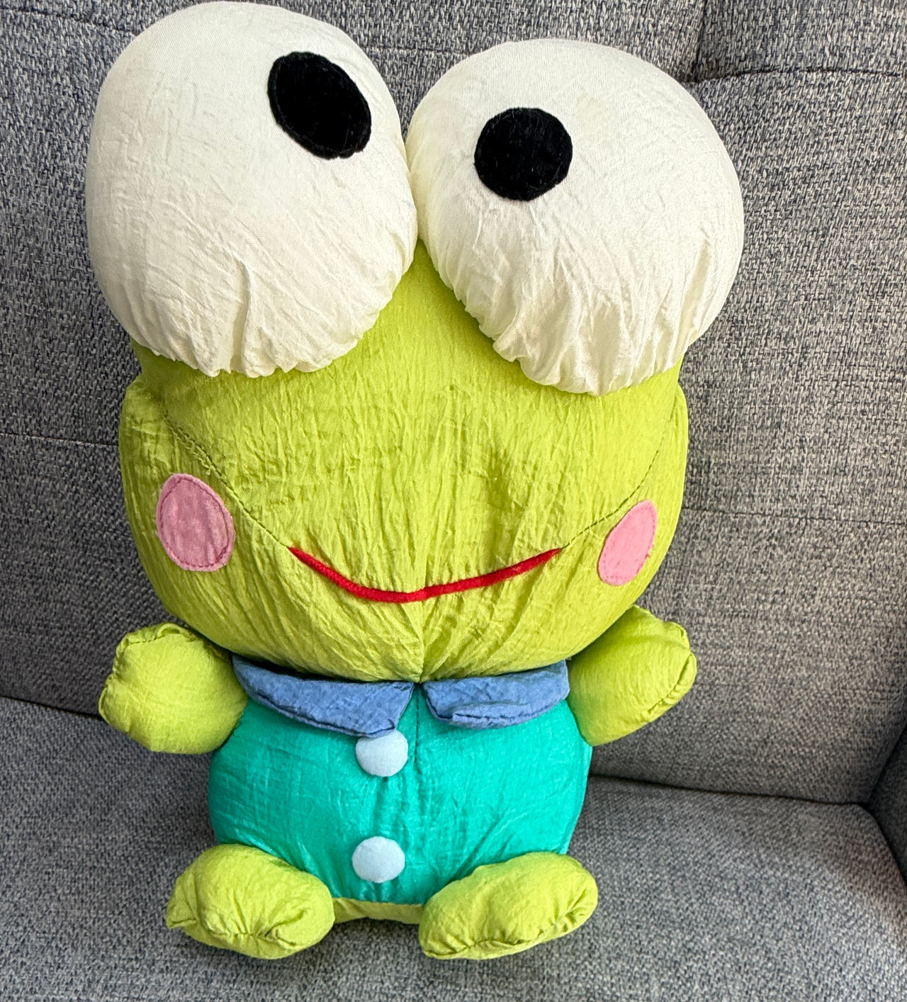 9” Sanrio Keroppi Vintage Parachute Plush Nylon 90s Stuffed Animal Frog