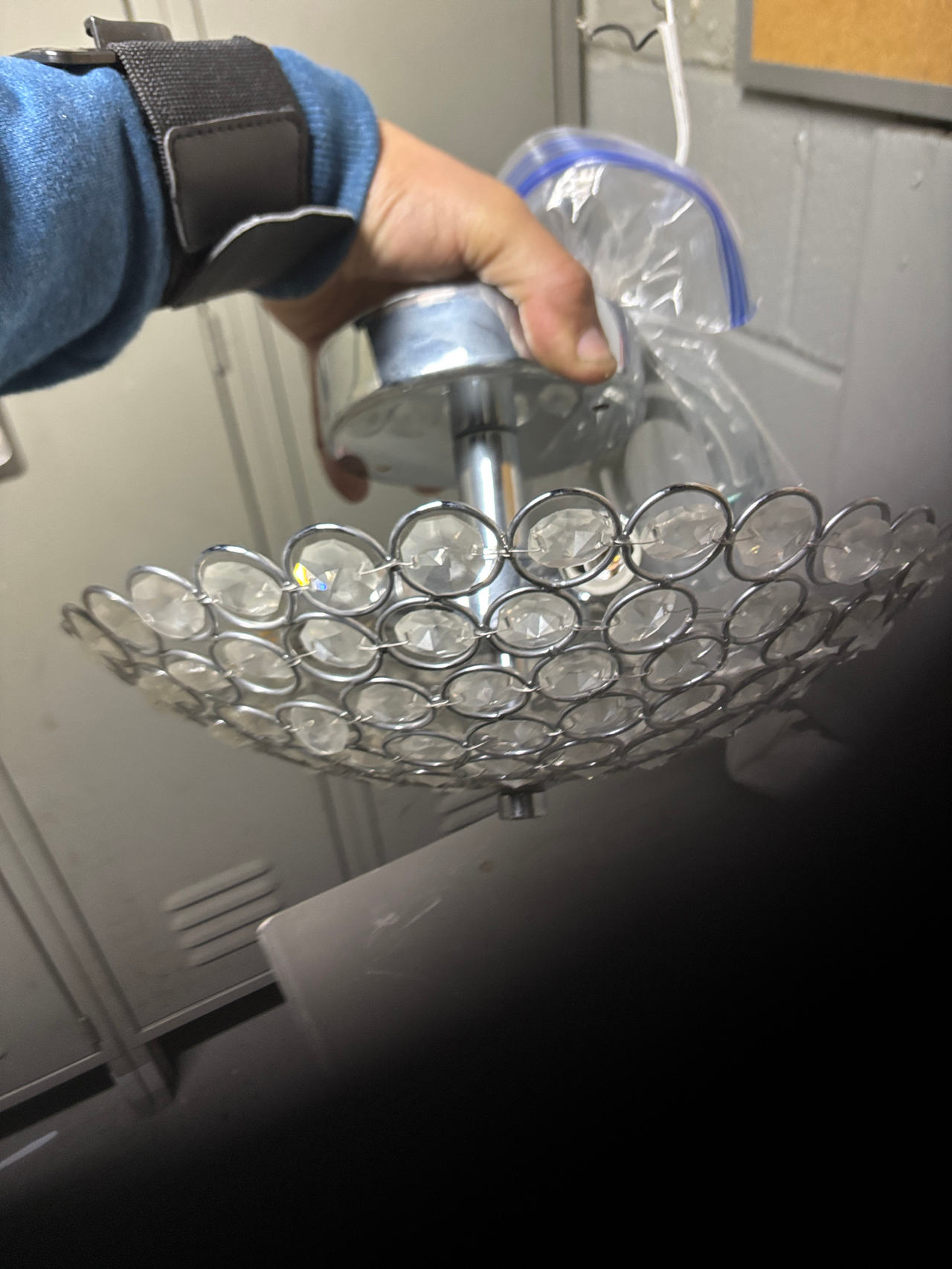 Chrome and Crystal Bead Flush Mount Ceiling Light