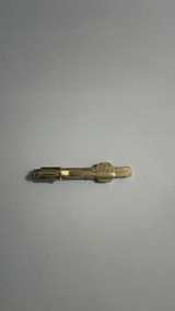 Vintage Gold Tone Tie Clip with Black Inlay and Faux Diamond - Image 2