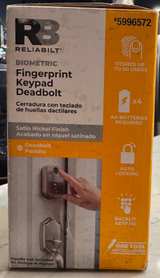 Reliabilt Biometric Fingerprint Keypad Deadbolt Satin Nickel-New Open Box - Image 1