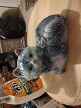 Vintage Iridescent Blue Ceramic Cat Figurine - Image 5