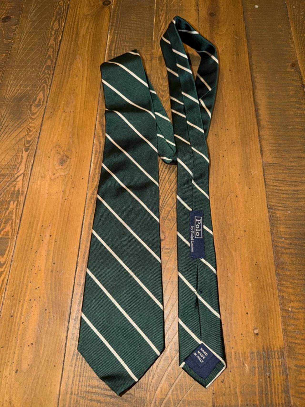 Ralph Lauren Green Striped Silk Tie