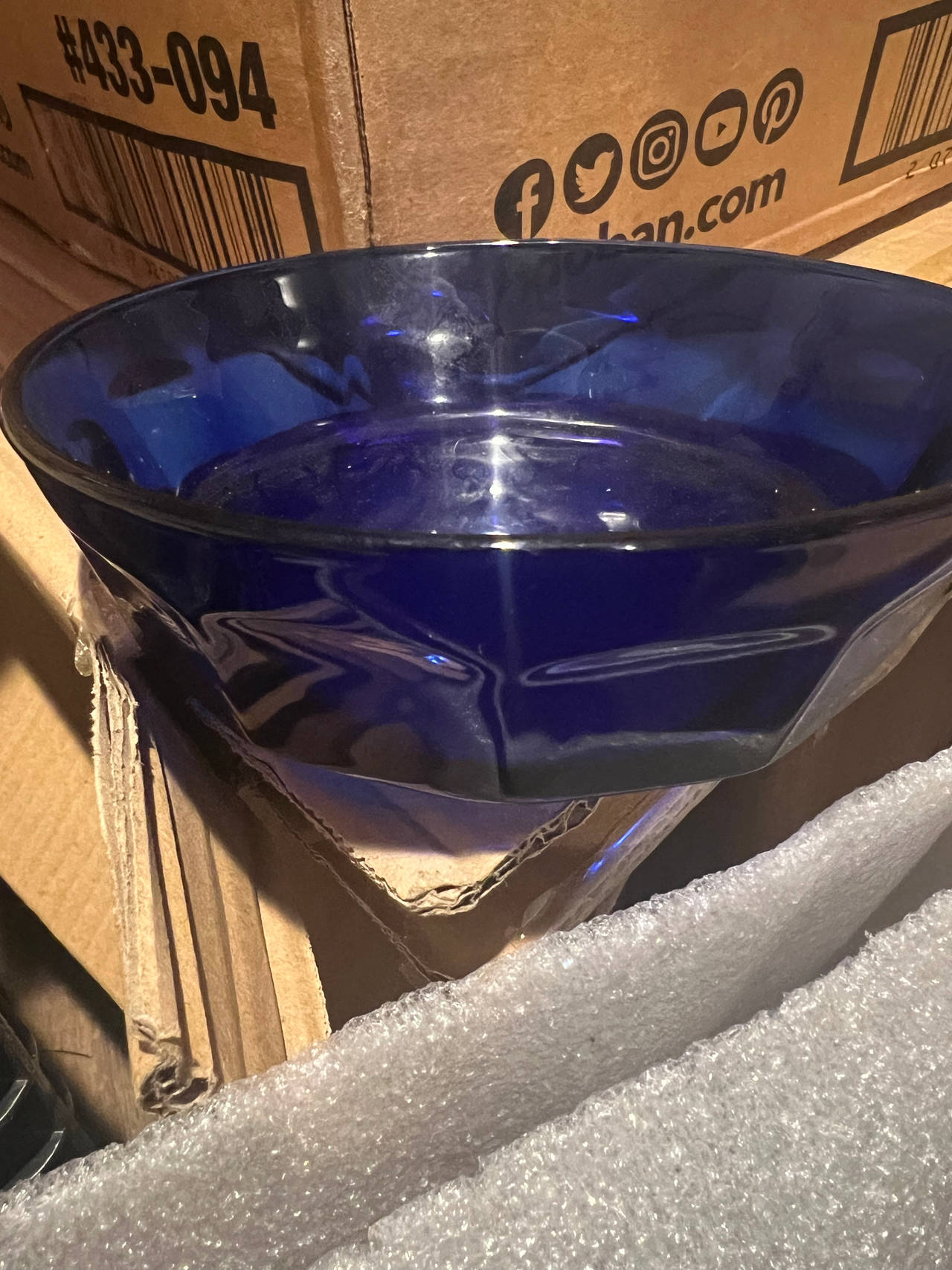 Cobalt Blue Paneled Glass Serving Bowl