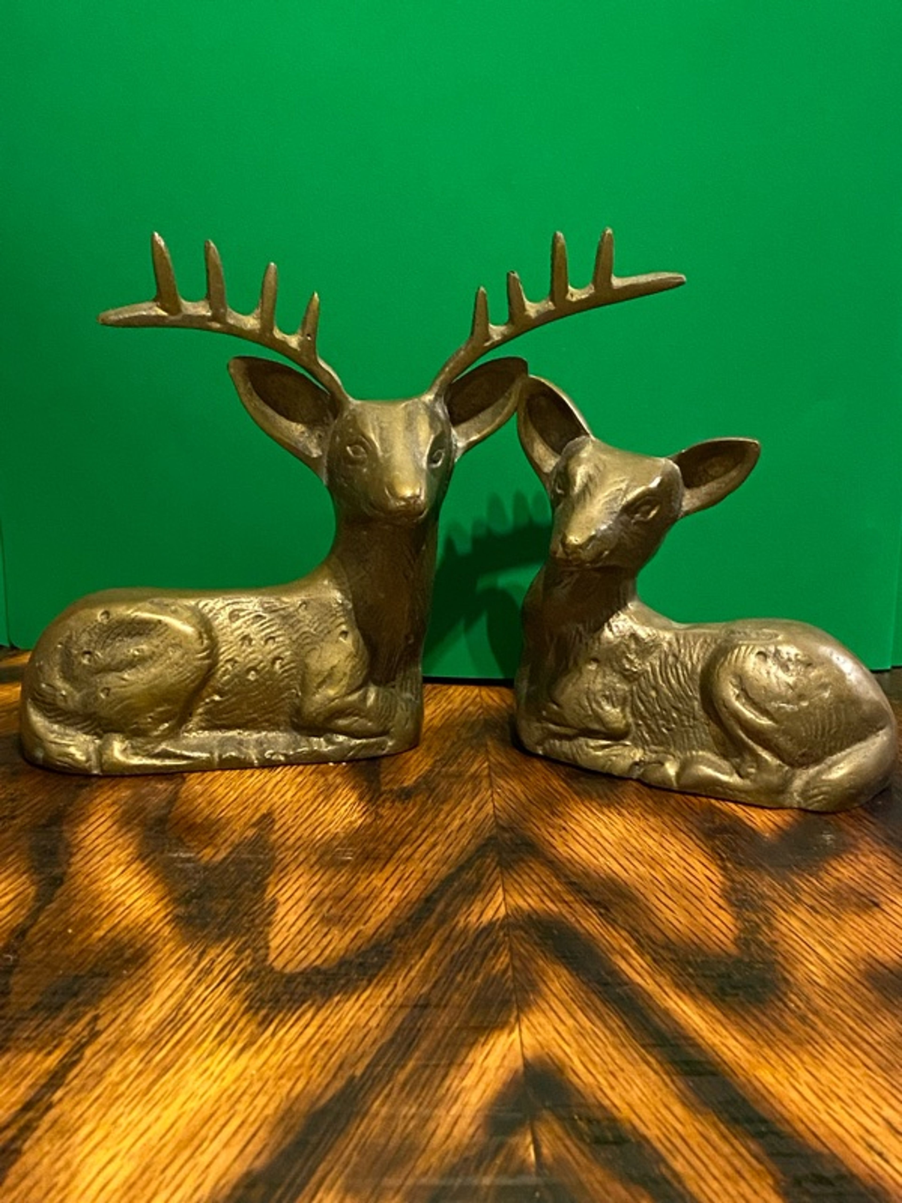 Vintage Brass Deer and Doe Figurine Set