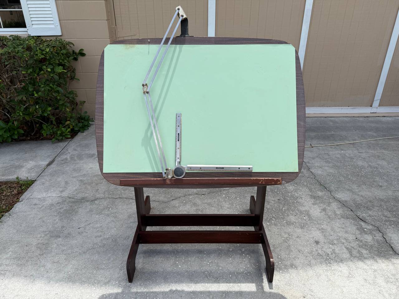 Vintage 1960s Wood Drafting Table with Drafting Arm