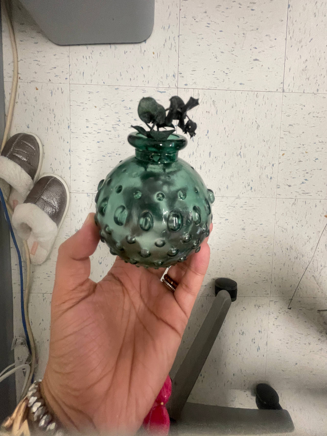 Vintage Green Glass Perfume Bottle