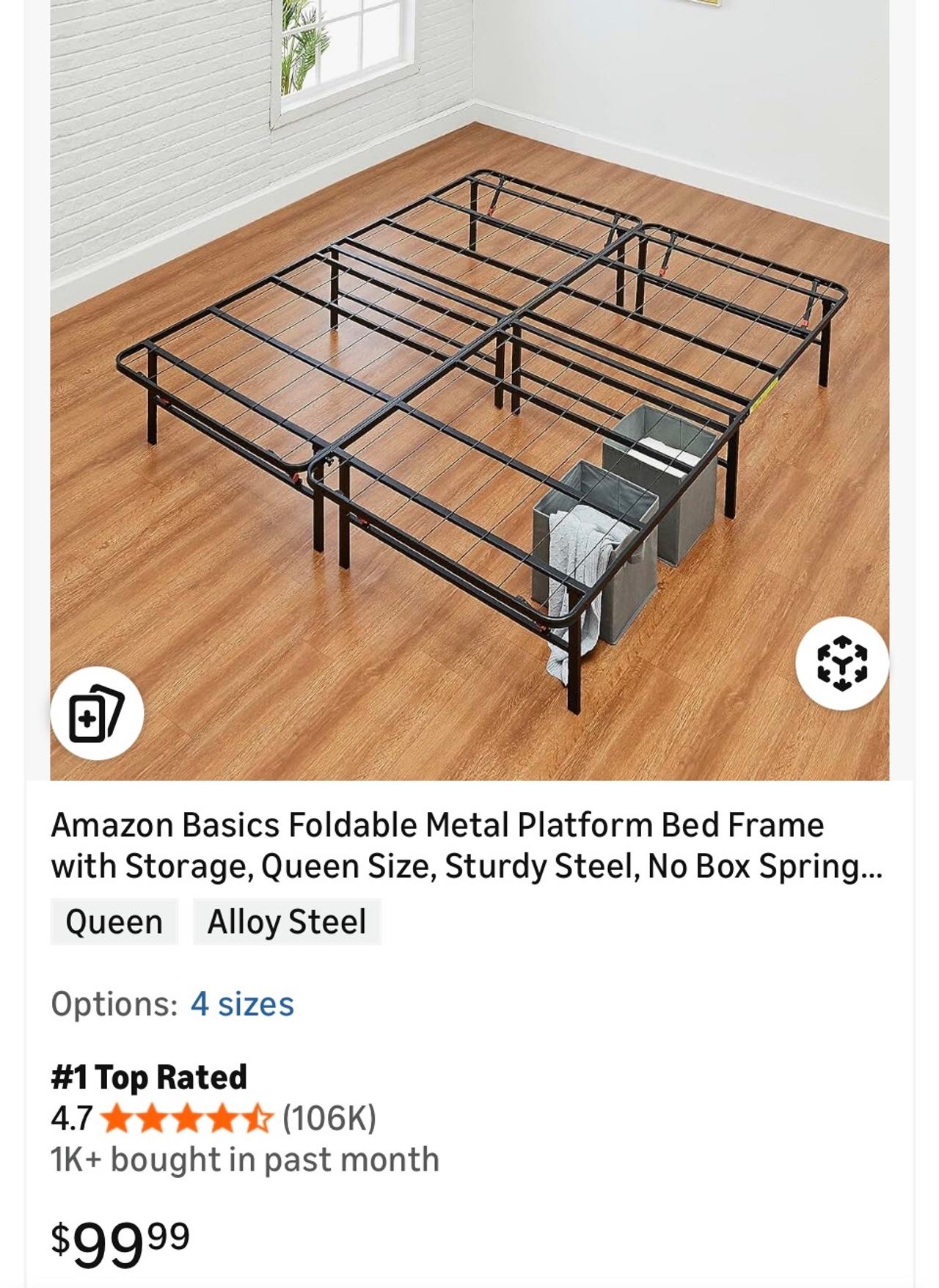 Queen size Foldable Metal Platform Bed Frame