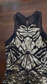 Bebe Gold Sequin Art Deco Party Dress Small - Image 2