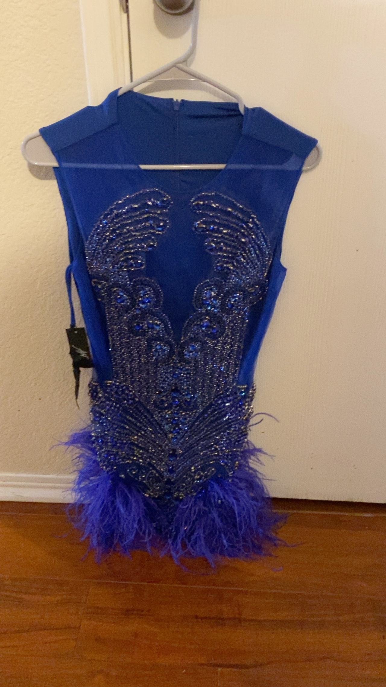 Royal Blue Feather Prom Dress